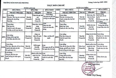 Thực đơn tháng 5 năm 2026